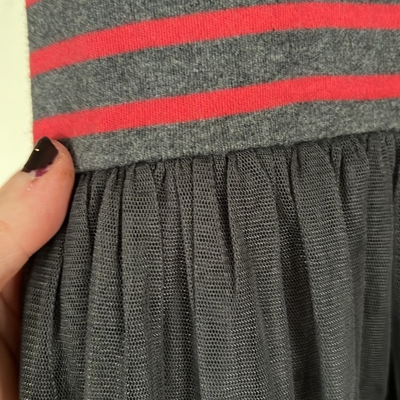 MATILDA JANE ‘Twas the Night Charcoal Gray/Red Striped Tulle Dress, Medium, GUC. - Picture 5 of 11